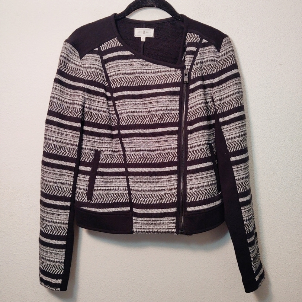 Lou & Gray Black & White Knit Moto Jacket XS